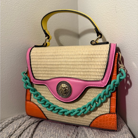 Aldo Handbags - Aldo Colorblock Woven Straw Bag w/ Chain
